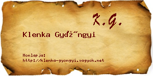Klenka Gyöngyi névjegykártya